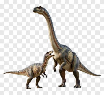 Realistic Dinosaurs Standing Together PNG