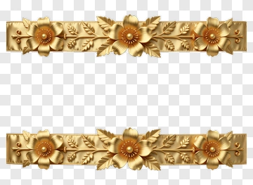 Gold Floral Decorative Border PNG