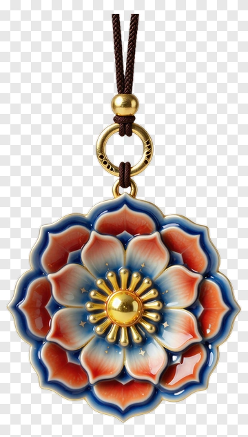 Decorative Floral Pendant With Gold Center PNG