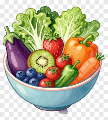 Colorful Bowl Of Fresh Vegetables And Fruits PNG