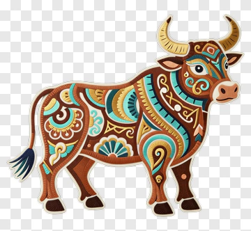 Colorful Decorative Cow PNG