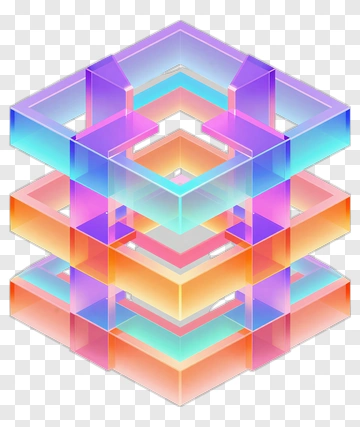 Colorful 3D Geometric Shapes PNG