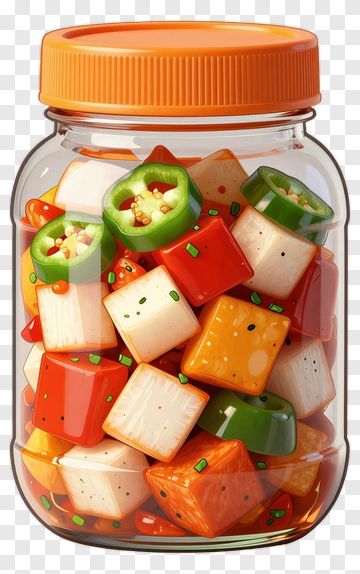 Colorful Jar Of Cubed Vegetables PNG