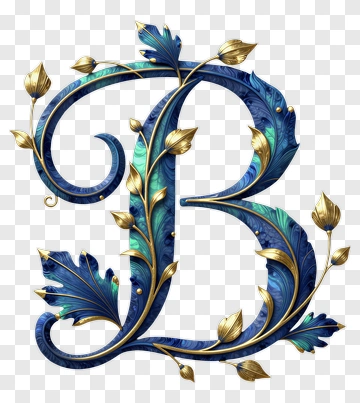 Decorative Letter B With Floral Elements PNG