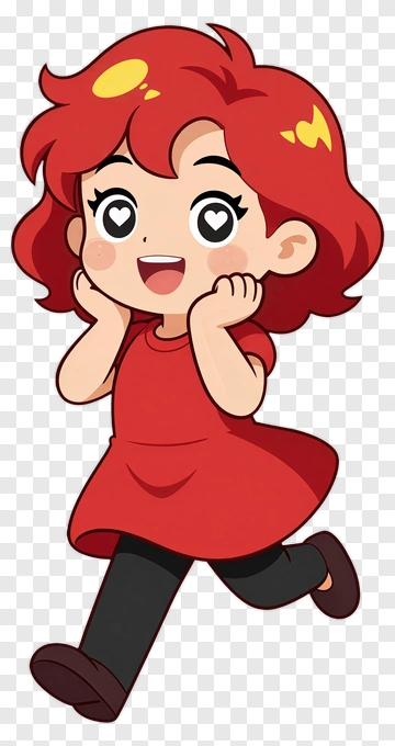Cartoon Girl Running With Joy PNG