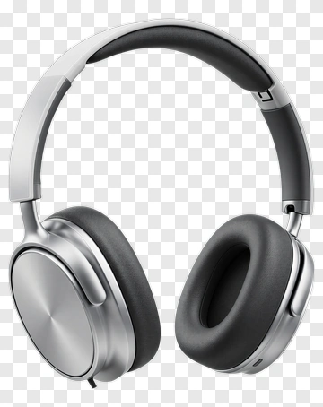 Silver Over-Ear Headphones PNG