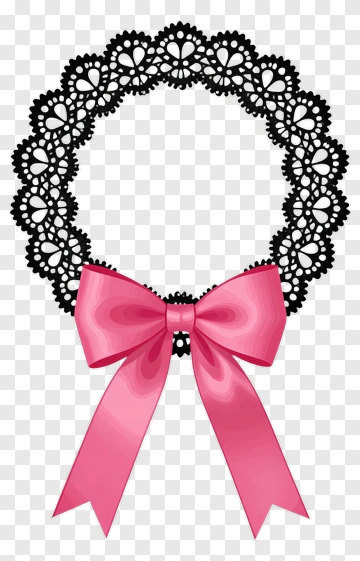 Lace Wreath With Pink Bow PNG