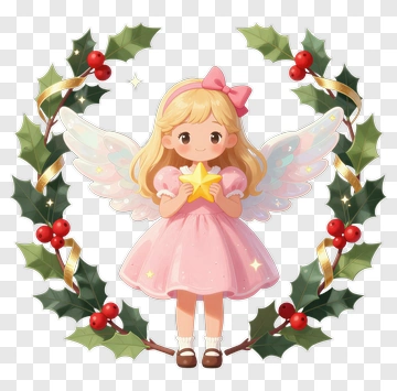 Cartoon Angel Holding A Star PNG