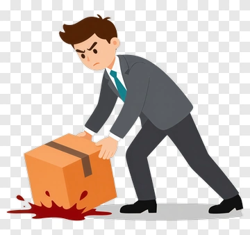 Businessman Struggling With A Heavy Box PNG