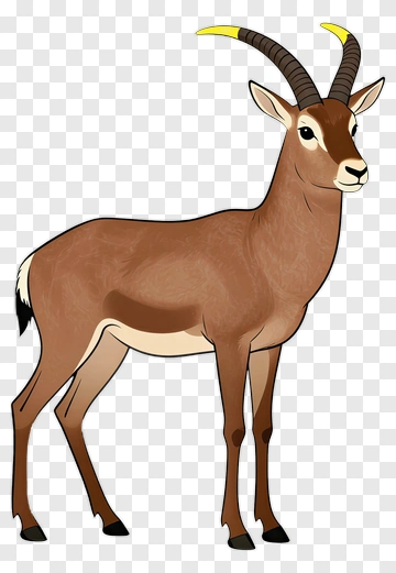 Cartoon Antelope With Curved Horns PNG