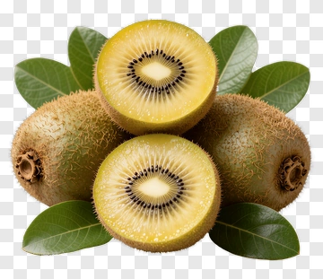 Fresh Kiwi Fruit With Leaves PNG