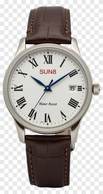 Classic Brown Leather Strap Watch PNG
