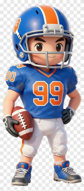 Cartoon Football Player Holding A Football PNG