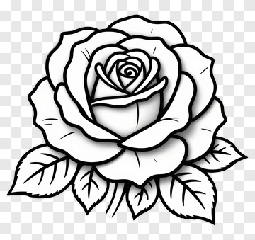 Black And White Rose Illustration PNG