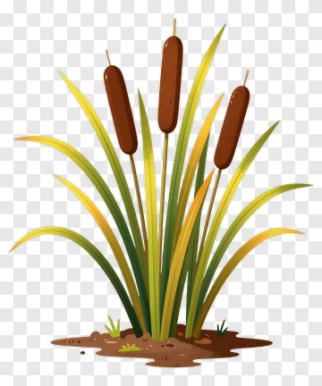 Cattail Plant With Green Leaves PNG
