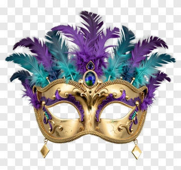 Gold Mardi Gras Mask With Feathers PNG