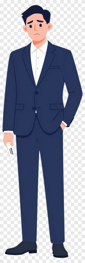 Sad Businessman Holding A Name Tag PNG