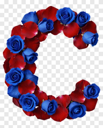 Floral Letter C Made Of Red And Blue Roses PNG