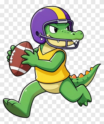 Cartoon Alligator Playing Football PNG