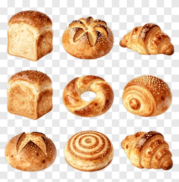 Assorted Baked Bread And Pastries PNG