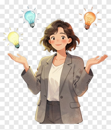 Businesswoman Holding Light Bulbs PNG
