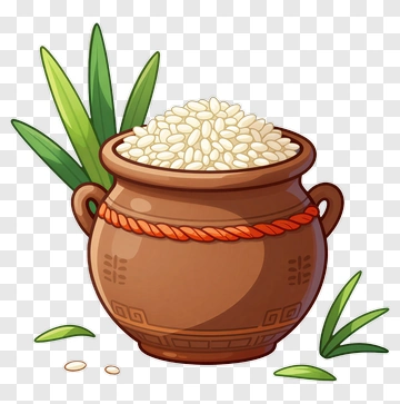 Clay Pot Filled With Rice PNG