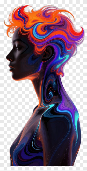 Colorful Abstract Portrait Of A Woman PNG