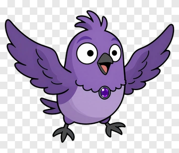 Cartoon Purple Bird With Open Wings PNG