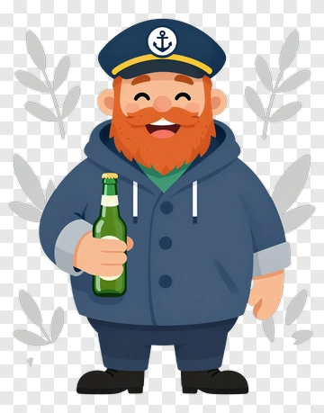 Cartoon Sailor Holding A Green Bottle PNG
