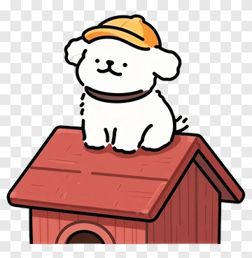 Cartoon Dog Sitting On A Doghouse PNG