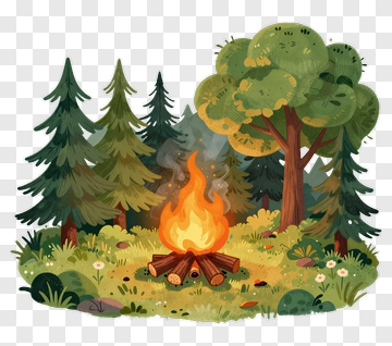 Campfire In A Forest Clearing PNG