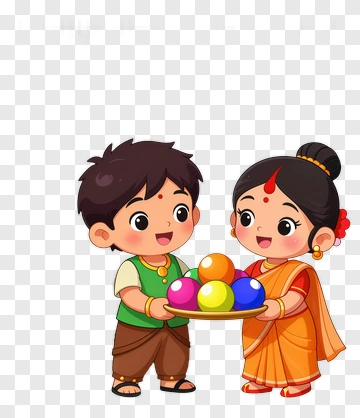 Children Celebrating With Colorful Festival Balls PNG