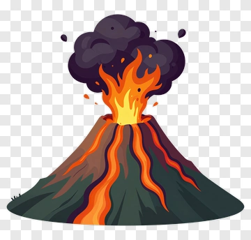 Volcano Erupting With Lava And Smoke PNG
