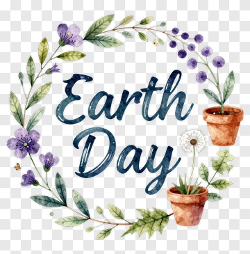Earth Day Floral Wreath PNG