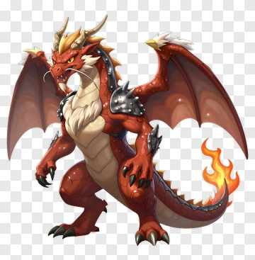 Cartoon Dragon With Spiked Armor PNG