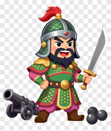 Cartoon Warrior Holding A Sword PNG