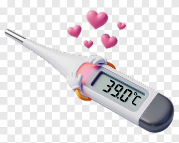 Thermometer Showing 39°C With Hearts PNG