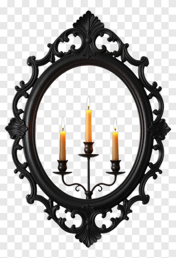 Ornate Black Frame With Three Candles PNG