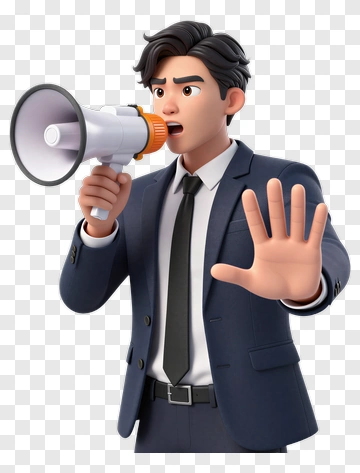 Cartoon Businessman Holding A Megaphone PNG