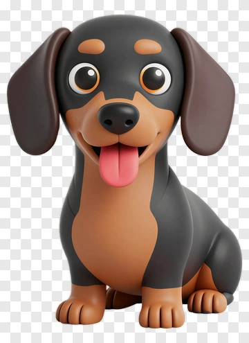 Cartoon Dachshund Sitting With Tongue Out PNG
