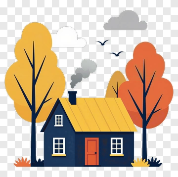 Colorful House Surrounded By Trees PNG