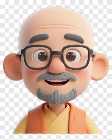 3D Cartoon Elderly Man With Glasses PNG