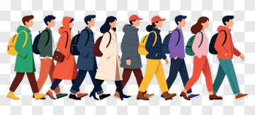 Diverse Group Of People Walking In Casual Attire PNG