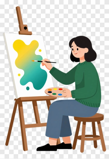 Artist Painting On An Easel PNG