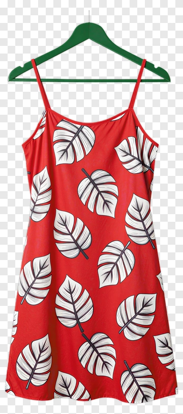 Red Leaf Print Dress PNG