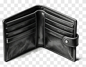 Black Wallet With Open Compartments PNG