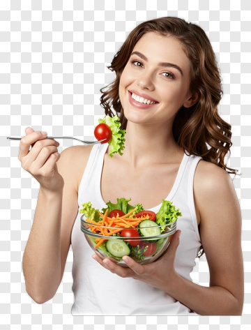 Woman Enjoying A Healthy Salad PNG
