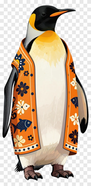 Cartoon Penguin Wearing A Hawaiian Shirt PNG