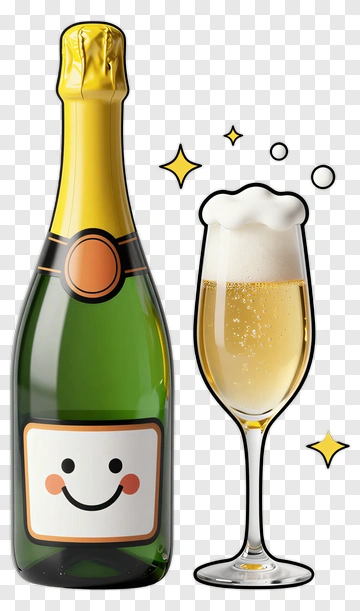 Cartoon Champagne Bottle And Glass PNG