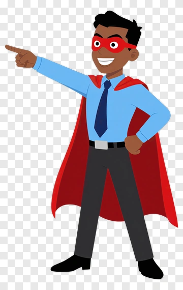 Cartoon Superhero Pointing PNG